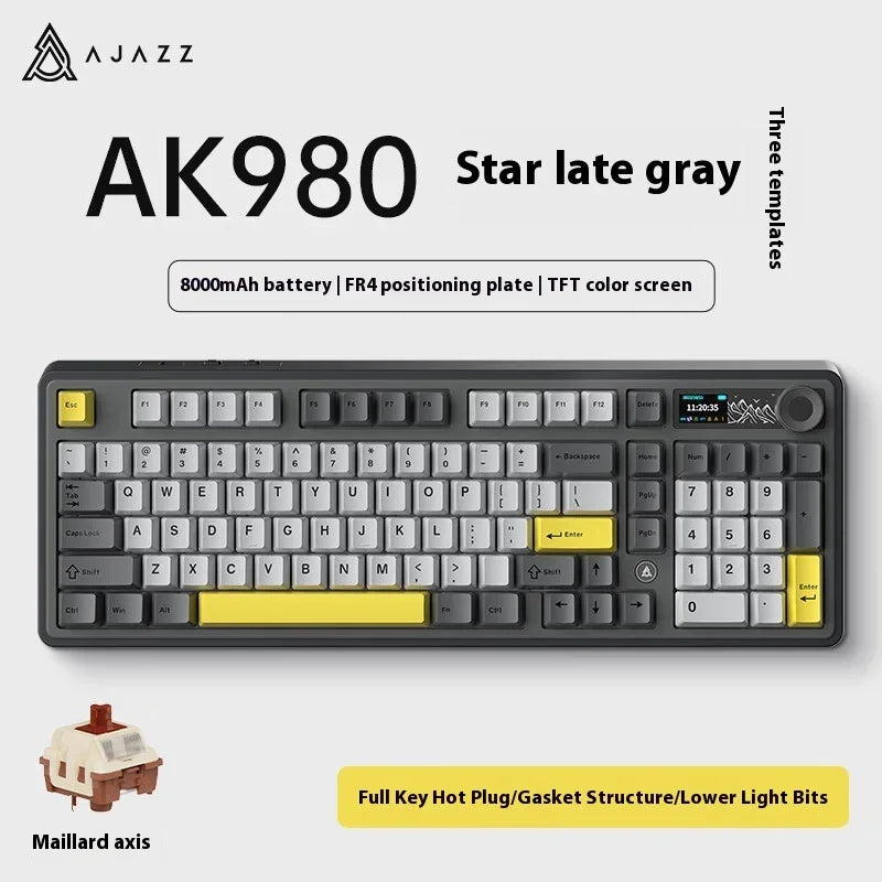 AJAZZ AK980 – Clavier Mécanique de Jeu 98 Touches avec Écran TFT et RGB