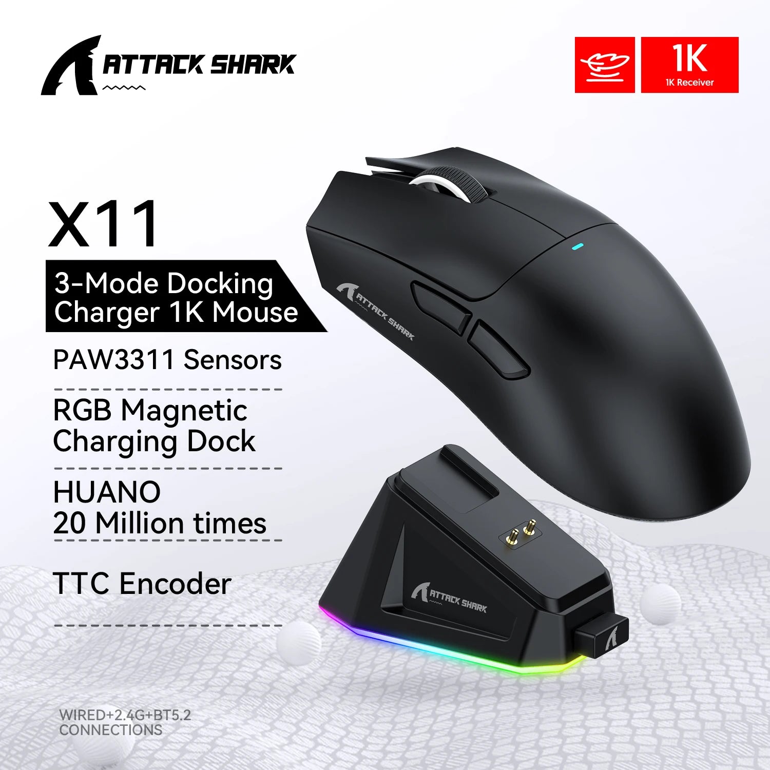 Attack Shark X11 – Souris Gaming Sans Fil RGB