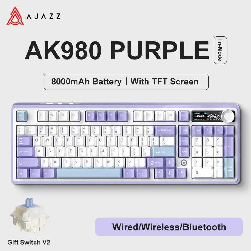 AJAZZ AK980 – Clavier Mécanique de Jeu 98 Touches avec Écran TFT et RGB