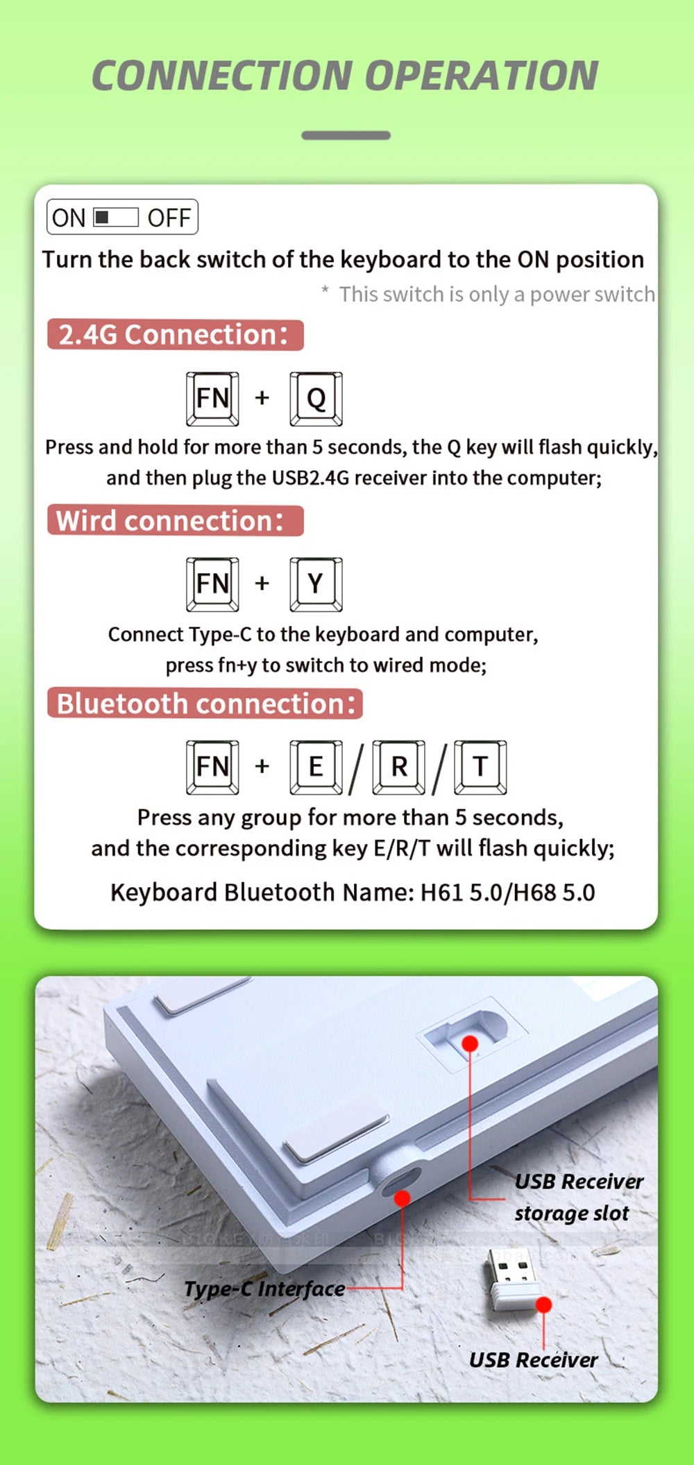 GIBKEY G68 – Clavier mécanique 65% sans fil avec rétroéclairage RVB