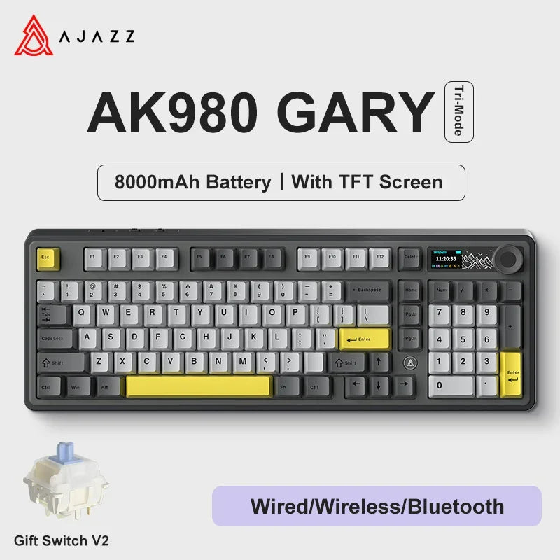 AJAZZ AK980 – Clavier Mécanique de Jeu 98 Touches avec Écran TFT et RGB