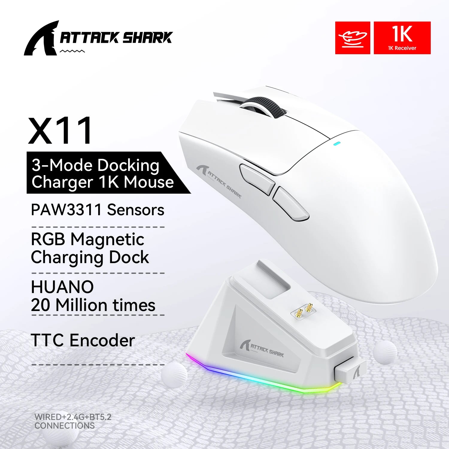 Attack Shark X11 – Souris Gaming Sans Fil RGB