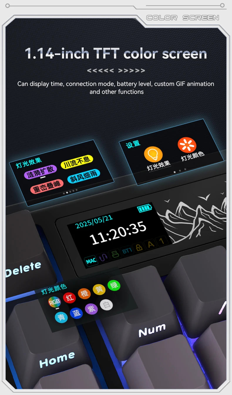 AJAZZ AK980 – Clavier Mécanique de Jeu 98 Touches avec Écran TFT et RGB