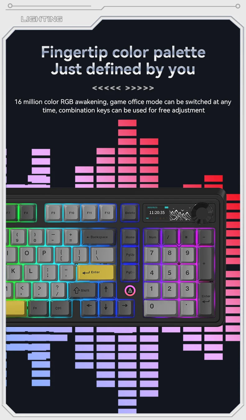 AJAZZ AK980 – Clavier Mécanique de Jeu 98 Touches avec Écran TFT et RGB